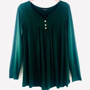 Miagoo Women Dk Green Long Sleeve Scoop Neck Top M